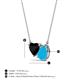 3 - Zuri 1.05 ctw Heart Shape Black Onyx with Pear Shape Turquoise Toi Et Moi Women Pendant Necklace 