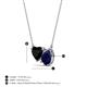 3 - Zuri 1.60 ctw Heart Shape Black Onyx with Pear Shape Created Blue Sapphire Toi Et Moi Women Pendant Necklace 