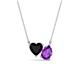 1 - Zuri 1.35 ctw Heart Shape Black Onyx with Pear Shape Amethyst Toi Et Moi Women Pendant Necklace 