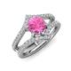 3 - Zaria 1.49 ctw Natural Pink Sapphire (6.00 mm) accented Lab Grown Diamonds Women Engagement Ring 