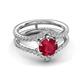 4 - Zaria 1.49 ctw Natural Ruby (6.00 mm) accented Lab Grown Diamonds Women Engagement Ring 