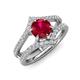 3 - Zaria 1.49 ctw Natural Ruby (6.00 mm) accented Lab Grown Diamonds Women Engagement Ring 