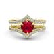 1 - Zaria 1.49 ctw Natural Ruby (6.00 mm) accented Lab Grown Diamonds Women Engagement Ring 