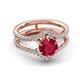 4 - Zaria 1.49 ctw Natural Ruby (6.00 mm) accented Lab Grown Diamonds Women Engagement Ring 