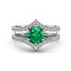 1 - Zaria 1.34 ctw Natural Emerald (6.00 mm) accented Lab Grown Diamonds Women Engagement Ring 