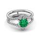 4 - Zaria 1.34 ctw Natural Emerald (6.00 mm) accented Lab Grown Diamonds Women Engagement Ring 
