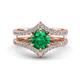 1 - Zaria 1.34 ctw Natural Emerald (6.00 mm) accented Lab Grown Diamonds Women Engagement Ring 