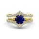 1 - Zaria 2.04 ctw Created Blue Sapphire (6.50 mm) accented Lab Grown Diamonds Women Engagement Ring 