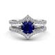 1 - Zaria 2.04 ctw Created Blue Sapphire (6.50 mm) accented Lab Grown Diamonds Women Engagement Ring 
