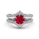 1 - Zaria 1.54 ctw Created Ruby (6.50 mm) accented Lab Grown Diamonds Women Engagement Ring 