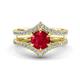 1 - Zaria 1.54 ctw Created Ruby (6.50 mm) accented Lab Grown Diamonds Women Engagement Ring 