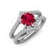 3 - Zaria 1.54 ctw Created Ruby (6.50 mm) accented Lab Grown Diamonds Women Engagement Ring 