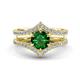 1 - Zaria 1.54 ctw Created Emerald (6.50 mm) accented Lab Grown Diamonds Women Engagement Ring 