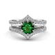 1 - Zaria 1.54 ctw Created Emerald (6.50 mm) accented Lab Grown Diamonds Women Engagement Ring 