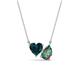1 - Zuri 1.86 ctw Heart Shape London Blue Topaz with Pear Shape Created Alexandrite Toi Et Moi Women Pendant Necklace 
