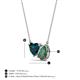 3 - Zuri 1.86 ctw Heart Shape London Blue Topaz with Pear Shape Created Alexandrite Toi Et Moi Women Pendant Necklace 