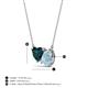 3 - Zuri 1.60 ctw Heart Shape London Blue Topaz with Pear Shape Aquamarine Toi Et Moi Women Pendant Necklace 