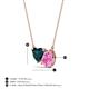 3 - Zuri 1.90 ctw Heart Shape London Blue Topaz with Pear Shape Created Pink Sapphire Toi Et Moi Women Pendant Necklace 