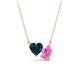 1 - Zuri 1.90 ctw Heart Shape London Blue Topaz with Pear Shape Created Pink Sapphire Toi Et Moi Women Pendant Necklace 