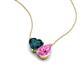 4 - Zuri 1.90 ctw Heart Shape London Blue Topaz with Pear Shape Created Pink Sapphire Toi Et Moi Women Pendant Necklace 
