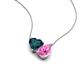 4 - Zuri 1.90 ctw Heart Shape London Blue Topaz with Pear Shape Created Pink Sapphire Toi Et Moi Women Pendant Necklace 