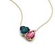4 - Zuri 1.70 ctw Heart Shape London Blue Topaz with Pear Shape Pink Tourmaline Toi Et Moi Women Pendant Necklace 