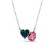 1 - Zuri 1.70 ctw Heart Shape London Blue Topaz with Pear Shape Pink Tourmaline Toi Et Moi Women Pendant Necklace 