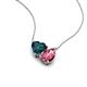 4 - Zuri 1.70 ctw Heart Shape London Blue Topaz with Pear Shape Pink Tourmaline Toi Et Moi Women Pendant Necklace 