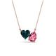 1 - Zuri 1.70 ctw Heart Shape London Blue Topaz with Pear Shape Pink Tourmaline Toi Et Moi Women Pendant Necklace 