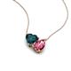 4 - Zuri 1.70 ctw Heart Shape London Blue Topaz with Pear Shape Pink Tourmaline Toi Et Moi Women Pendant Necklace 