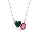 1 - Zuri 1.70 ctw Heart Shape London Blue Topaz with Pear Shape Pink Tourmaline Toi Et Moi Women Pendant Necklace 