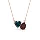 1 - Zuri 1.90 ctw Heart Shape London Blue Topaz with Pear Shape Red Garnet Toi Et Moi Women Pendant Necklace 