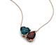 4 - Zuri 1.90 ctw Heart Shape London Blue Topaz with Pear Shape Red Garnet Toi Et Moi Women Pendant Necklace 