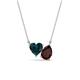 1 - Zuri 1.90 ctw Heart Shape London Blue Topaz with Pear Shape Red Garnet Toi Et Moi Women Pendant Necklace 
