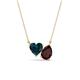 1 - Zuri 1.90 ctw Heart Shape London Blue Topaz with Pear Shape Red Garnet Toi Et Moi Women Pendant Necklace 