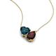 4 - Zuri 1.90 ctw Heart Shape London Blue Topaz with Pear Shape Red Garnet Toi Et Moi Women Pendant Necklace 