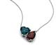 4 - Zuri 1.90 ctw Heart Shape London Blue Topaz with Pear Shape Red Garnet Toi Et Moi Women Pendant Necklace 