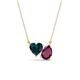 1 - Zuri 1.90 ctw Heart Shape London Blue Topaz with Pear Shape Rhodolite Garnet Toi Et Moi Women Pendant Necklace 