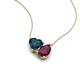 4 - Zuri 1.90 ctw Heart Shape London Blue Topaz with Pear Shape Rhodolite Garnet Toi Et Moi Women Pendant Necklace 