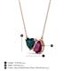 3 - Zuri 1.90 ctw Heart Shape London Blue Topaz with Pear Shape Rhodolite Garnet Toi Et Moi Women Pendant Necklace 