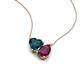 4 - Zuri 1.90 ctw Heart Shape London Blue Topaz with Pear Shape Rhodolite Garnet Toi Et Moi Women Pendant Necklace 