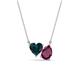 1 - Zuri 1.90 ctw Heart Shape London Blue Topaz with Pear Shape Rhodolite Garnet Toi Et Moi Women Pendant Necklace 