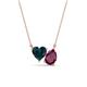 1 - Zuri 1.90 ctw Heart Shape London Blue Topaz with Pear Shape Rhodolite Garnet Toi Et Moi Women Pendant Necklace 