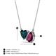 3 - Zuri 1.90 ctw Heart Shape London Blue Topaz with Pear Shape Rhodolite Garnet Toi Et Moi Women Pendant Necklace 
