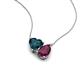 4 - Zuri 1.90 ctw Heart Shape London Blue Topaz with Pear Shape Rhodolite Garnet Toi Et Moi Women Pendant Necklace 