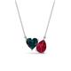 1 - Zuri 1.95 ctw Heart Shape London Blue Topaz with Pear Shape Created Ruby Toi Et Moi Women Pendant Necklace 