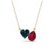 1 - Zuri 1.95 ctw Heart Shape London Blue Topaz with Pear Shape Created Ruby Toi Et Moi Women Pendant Necklace 