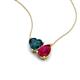 4 - Zuri 1.95 ctw Heart Shape London Blue Topaz with Pear Shape Created Ruby Toi Et Moi Women Pendant Necklace 