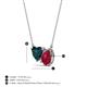 3 - Zuri 1.95 ctw Heart Shape London Blue Topaz with Pear Shape Created Ruby Toi Et Moi Women Pendant Necklace 
