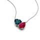 4 - Zuri 1.95 ctw Heart Shape London Blue Topaz with Pear Shape Created Ruby Toi Et Moi Women Pendant Necklace 